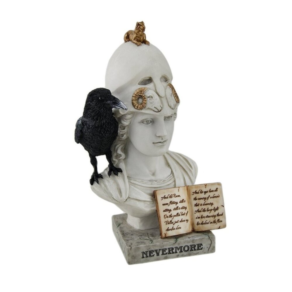 The Raven - Nevermore On Pallas Athena Bust Polystone Figurine Home Decor